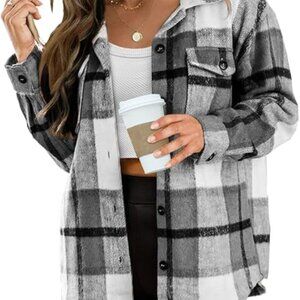 Flannel Plaid Shirt, Button Down , Gray-Black, Size: Small -- NWT
